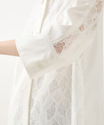 【大きいサイズ】ランダム迷彩レースチュニックブラウス　／洗える