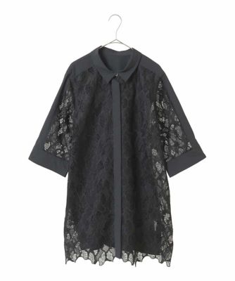 【大きいサイズ】ランダム迷彩レースチュニックブラウス　／洗える