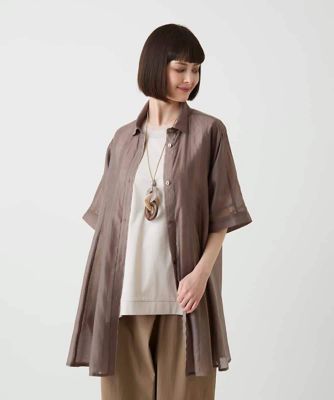 メッシュアクセントシアーチュニックシャツ | HIROKO BIS GRANDE