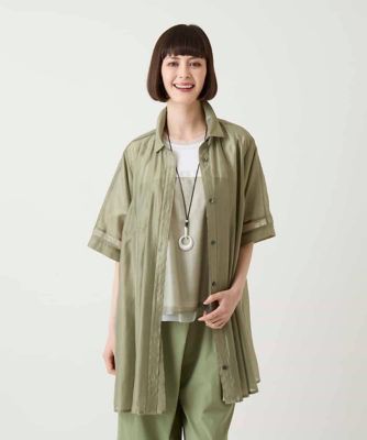 メッシュアクセントシアーチュニックシャツ | HIROKO BIS GRANDE