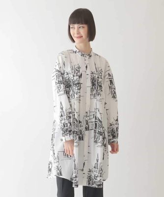 HIROKO BIS だまし絵 ブラウス セール】 シャーリングスリーブブラウス /洗濯機で洗える