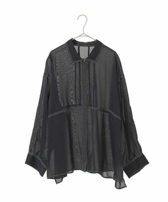 大きいサイズ】ステッチデザイン短丈シアーブラウス | HIROKO BIS 