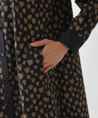 大きいサイズ】ハート柄ドット衿付きシャツワンピース ／洗える