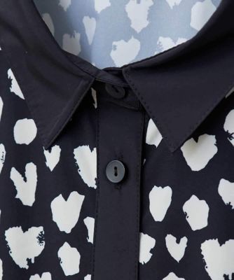 大きいサイズ】ハート柄ドット衿付きシャツワンピース ／洗える