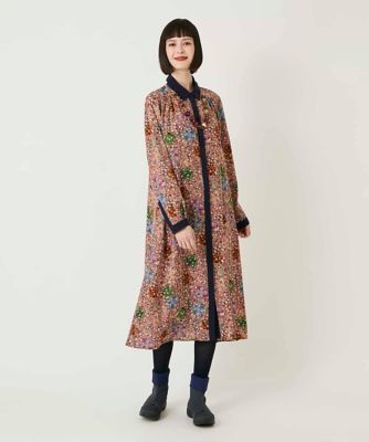 大きいサイズ】幾何フラワーアートプリントワンピース ／洗える