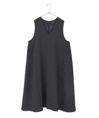 ＜HIROKO BIS GRANDE (Women)＞【大きいサイズ】ピンストライプフレアジャンパースカート　／洗える