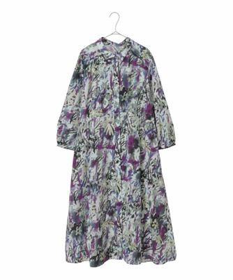 ＜HIROKO BIS GRANDE (Women)＞【大きいサイズ】フラワープリントシャツカラーワンピース　／洗濯機で洗える