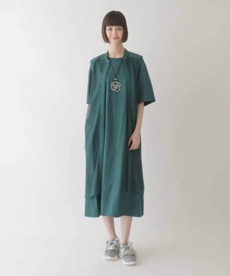 【大きいサイズ】配色ステッチ立体スリーブワンピース