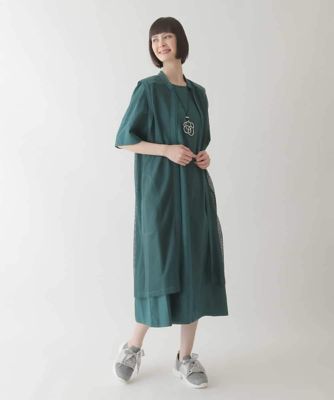 【大きいサイズ】配色ステッチ立体スリーブワンピース