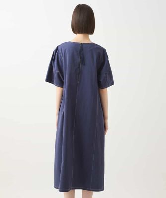 【大きいサイズ】配色ステッチ立体スリーブワンピース