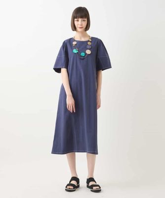 【大きいサイズ】配色ステッチ立体スリーブワンピース