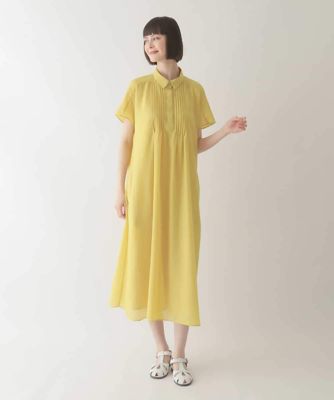 【大きいサイズ】ピンタックデザインシルエットワンピース　／洗濯機で洗える