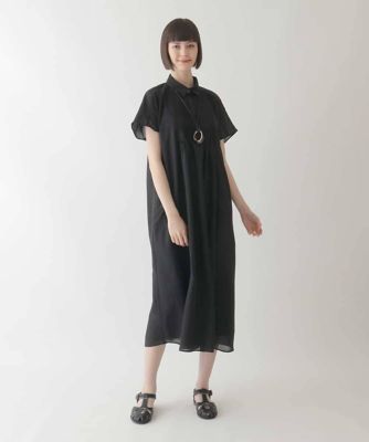 【大きいサイズ】ピンタックデザインシルエットワンピース　／洗濯機で洗える
