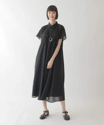 【大きいサイズ】ピンタックデザインシルエットワンピース　／洗濯機で洗える