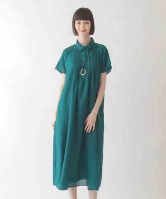 【大きいサイズ】ピンタックデザインシルエットワンピース　／洗濯機で洗える