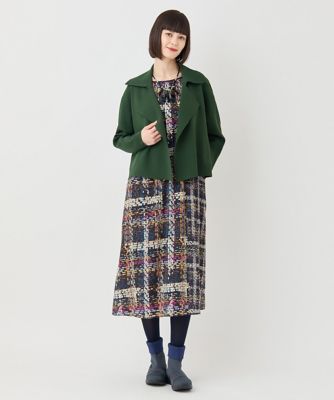 ヒロコビスグランデ　プリーツワンピース 大きいサイズ】七分丈ナイロンフレアワンピース | HIROKO BIS