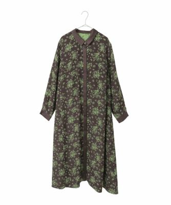 大きいサイズ】小付きフラワー柄シャツワンピース ／洗える | HIROKO