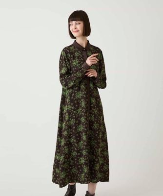 大きいサイズ】小付きフラワー柄シャツワンピース ／洗える | HIROKO