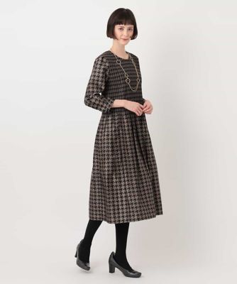 千鳥柄シャーリングデザインワンピース