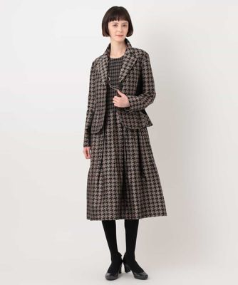 千鳥柄シャーリングデザインワンピース