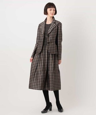 千鳥柄シャーリングデザインワンピース