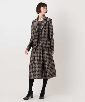 千鳥柄シャーリングデザインワンピース