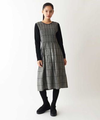 【大きいサイズ】グレンチェックジャカードワンピース