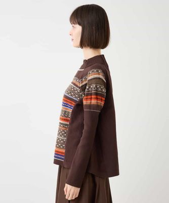 HIROKO BIS GRANDE / ヒロコビス グランデ 【大きいサイズ】多色ボーダージャカードニットプルオーバー 大きいサイズ】多色ボーダージャカードニットプルオーバー