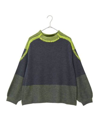 ＜HIROKO BIS GRANDE (Women)＞【大きいサイズ】プレーティング刺繍ニットプルオーバー