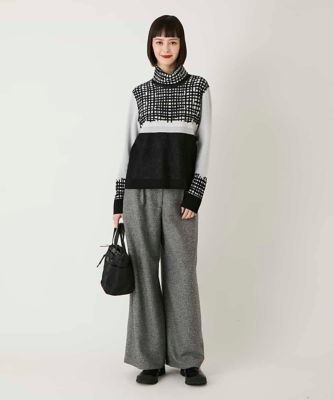 大きいサイズ】チェックアクセントタートルネックニット | HIROKO BIS