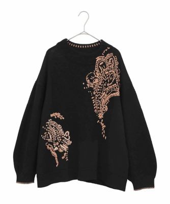 大きいサイズ】ペイズリー刺繍ニットプルオーバー | HIROKO BIS GRANDE