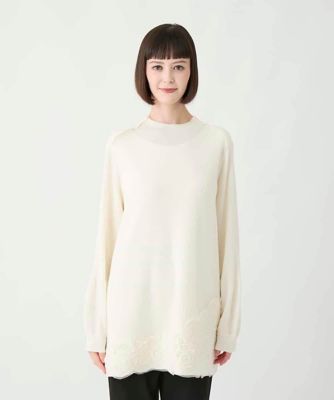大きいサイズ】カットモチーフウールニットチュニック | HIROKO BIS 