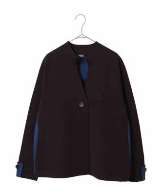 【大きいサイズ】ヘルノ★ゴールドパイピング ニットジャケット スタンドカラー 大きいサイズ】バイカラーニットジャケット | HIROKO BIS GRANDE
