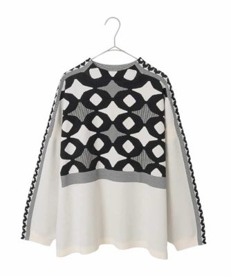 ＜HIROKO BIS GRANDE (Women)＞【大きいサイズ】ジャカード×インターシャ幾何柄ニットプルオーバー