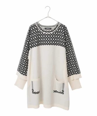 ＜HIROKO BIS GRANDE (Women)＞【大きいサイズ】ジャカード×インターシャ幾何柄チュニック