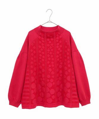 ＜HIROKO BIS GRANDE (Women)＞【大きいサイズ】ボリュームスリーブドットジャカードニットトップ