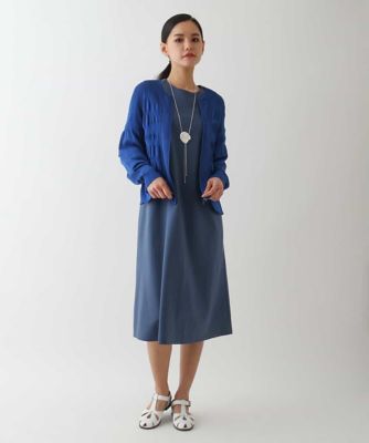 大きいサイズ】シャーリングニットジップカーディガン | HIROKO