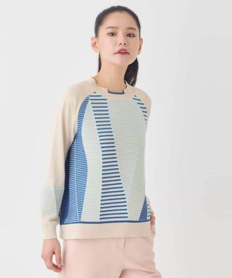 大きいサイズ】ボーダーミックスニットプルオーバー | HIROKO BIS