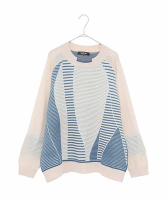 maco様 新品HirokoBIS デザインセーター 13号 ボーダー ベージュ ベージュ系 HIROKO BIS GRANDE (Women)の大きいサイズ 13号～25号／2L