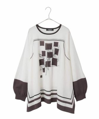 ＜HIROKO BIS GRANDE (Women)＞【大きいサイズ】花刺繍フレーム配色デザインプルオーバー