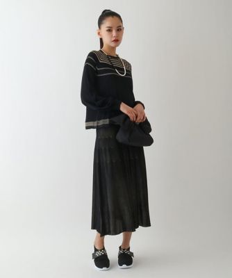 【大きいサイズ】ガーター編みボーダーデザインスカート