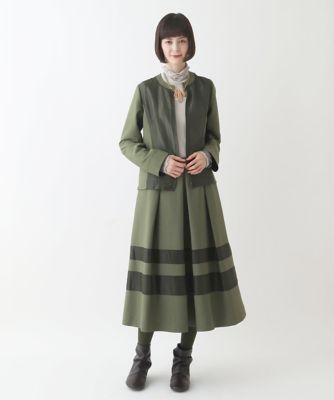 【大きいサイズ】異素材ボーダーデザインフレアスカート　／洗える
