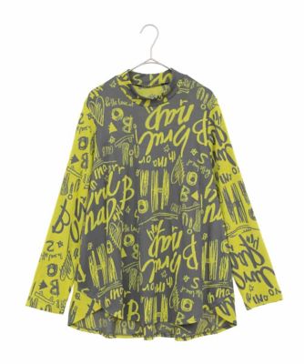 ＜HIROKO BIS GRANDE (Women)＞【大きいサイズ】アートロゴ総柄モックネックカットソー　／洗える