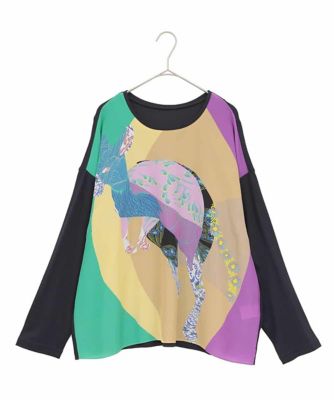 ＜HIROKO BIS GRANDE (Women)＞【大きいサイズ】デシンジョイントアートプリントプルオーバー　／洗える