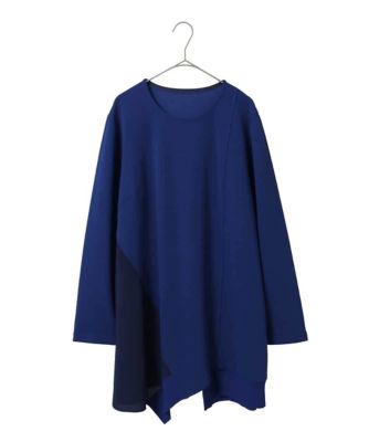 大きいサイズ】アシンメトリーヘム異素材ミックスチュニック ／洗える