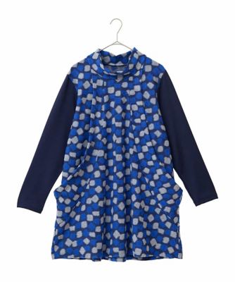 ＜HIROKO BIS GRANDE (Women)＞【大きいサイズ】起毛ブロックサイド切り替えデザインチュニック　／洗える