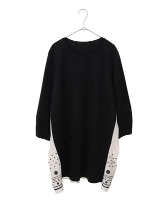 極美品♡ ヒロココシノ サマーウール 薄手♡ ゆったり 万能 コート ブラック 大きいサイズ】ドット柄スカーフバックジョイントチュニック