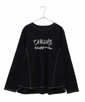 HIROKO BIS GRANDE (Women)/ヒロコビスグランデ 【大きいサイズ】テープロゴコットンカットソー