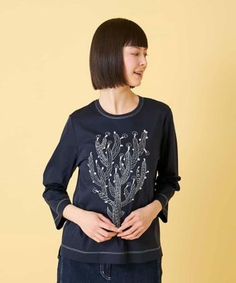 大きいサイズ】サボテン刺繍コットンTシャツ ／洗える | HIROKO BIS