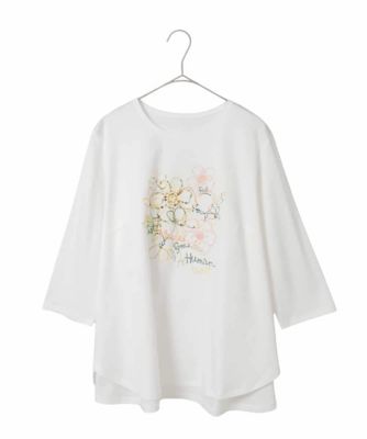 ＜HIROKO BIS GRANDE (Women)＞【大きいサイズ】フローラルタイポＴシャツ　／洗える